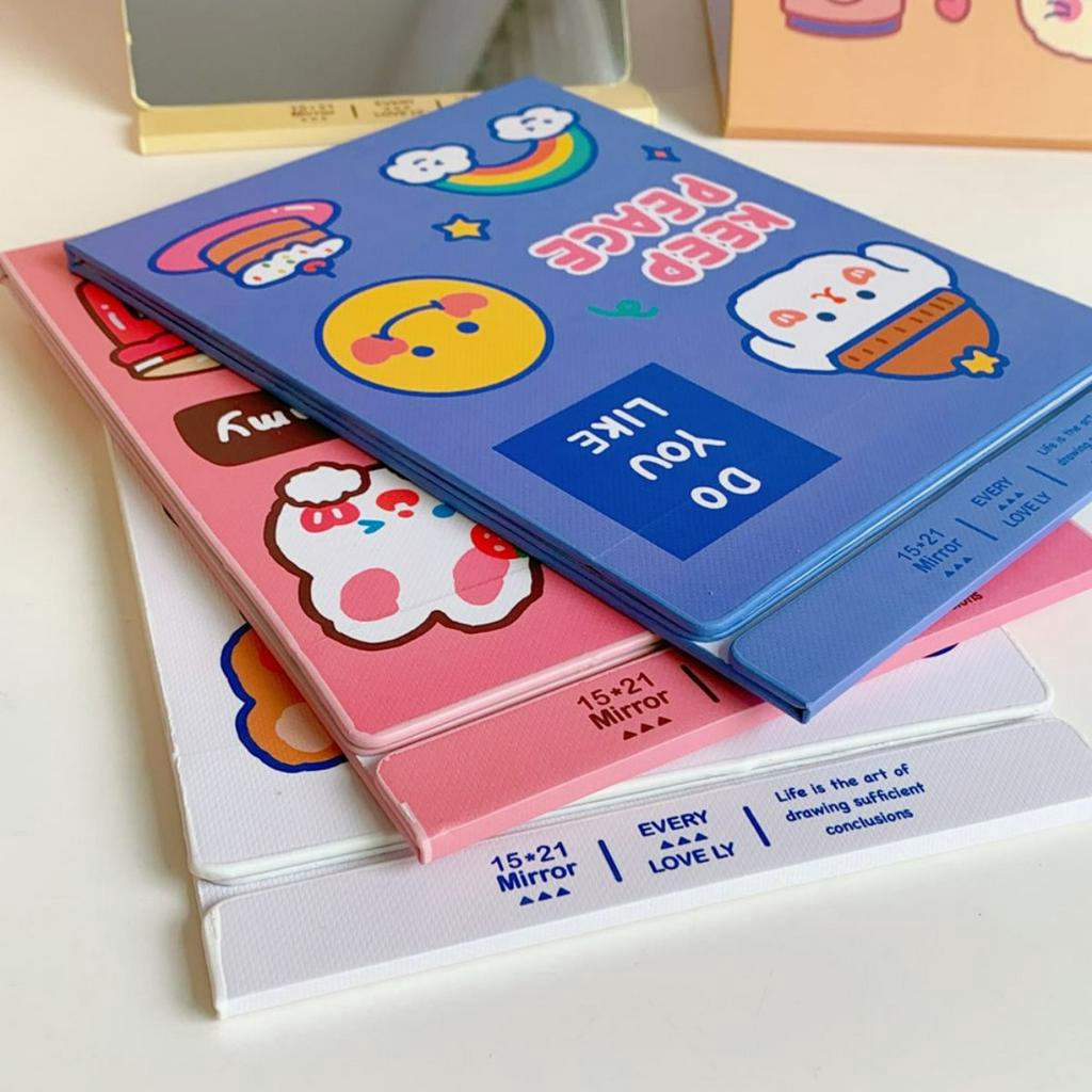 Gương để bàn trang điểm gấp gọn full viền da PU SH119