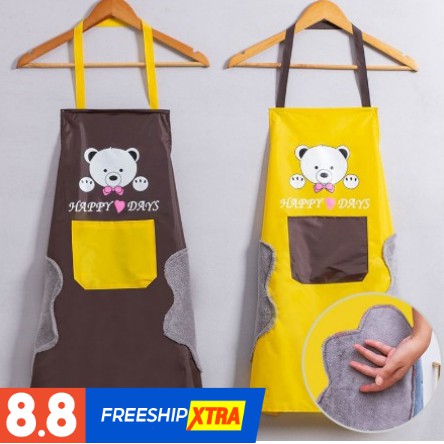 Tạp Dề, Tạp Dề Nấu Ăn Họa Tiết Cute Chất Liệu Cao Cấp Có Chỗ Lau Tay