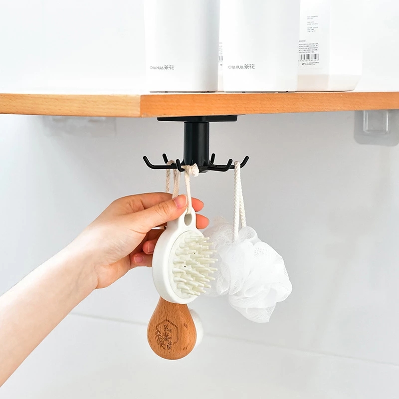 Móc treo tường 6 móc có thể xoay chống thấm nước không cần khoan tiện dụng