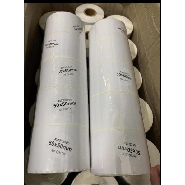 Giấy in tem nhiệt 50x50 mm trm dán  - Cuộn 30m