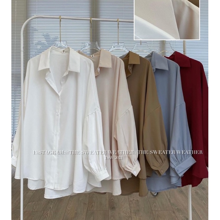 Sơ mi đũi Nhật tay phồng form rộng siêu xinh