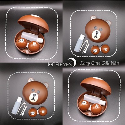 Khay Gương Cute Hình Thú kèm dụng cụ đeo lens