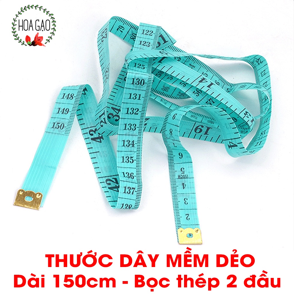 Thước đo eo, thước may đo quần áo HOA GẠO GTD1 150cm có đầu sắt kiểm soát vòng bụng, giảm cân chất lượng 1k freeship