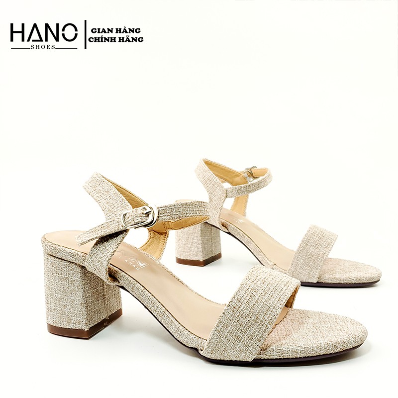 HANO - Sandal công sở nữ cao gót quai ngang 5p vải dạ da mềm SD0255