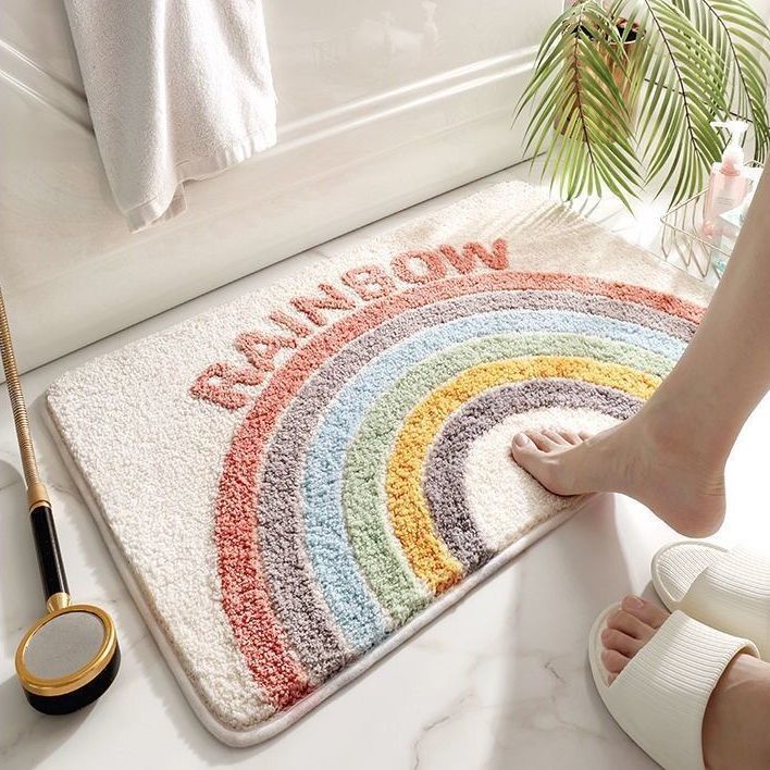 Thảm Trải Sàn Chống Trượt Phòng Tắm Giả Cashmere Thảm Phim Hoạt Hình Phòng Tắm Cửa Nhà Vệ Sinh Thấm Nước Thảm Trải Sàn Chống Bám Bẩn