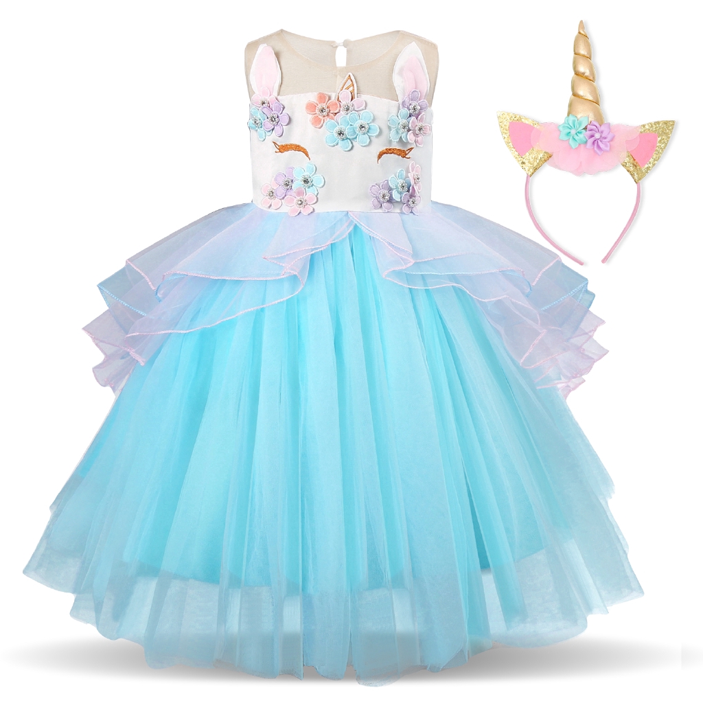 Đầm Xoè Tutu Kèm Băng Đô Hình Kỳ Lân Đáng Yêu Cho Bé Gái
