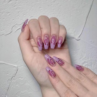 Bộ 24 Móng Tay Giả Thiết Kế Họa Tiết Ngọn Lửa Độc Đáo