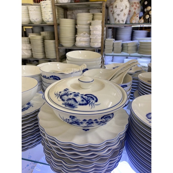 Âu Cơm Sứ Bát Tràng Thố Sứ Đựng Canh Cơm Bát Tô Có Nắp