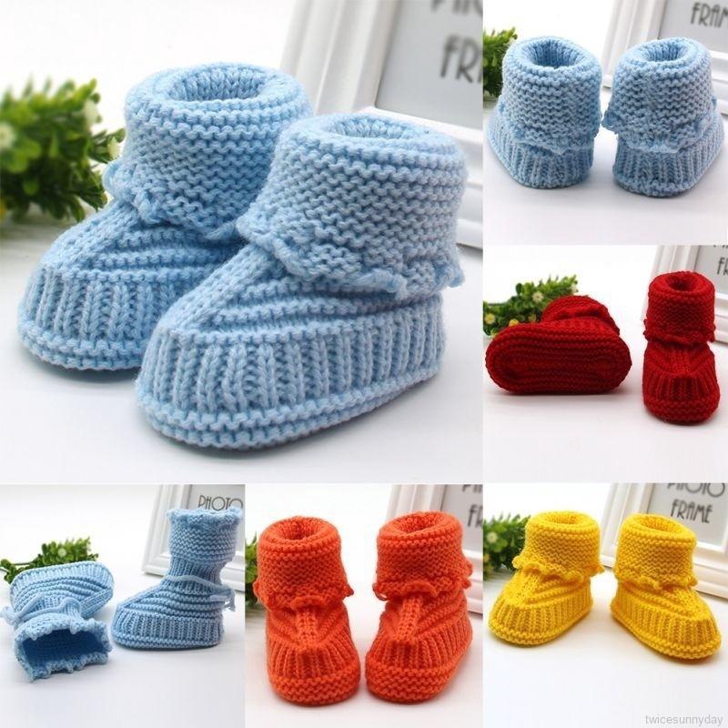 Giày bốt len đan tập đi giữ ấm cho bé 0-3 tháng tuổi