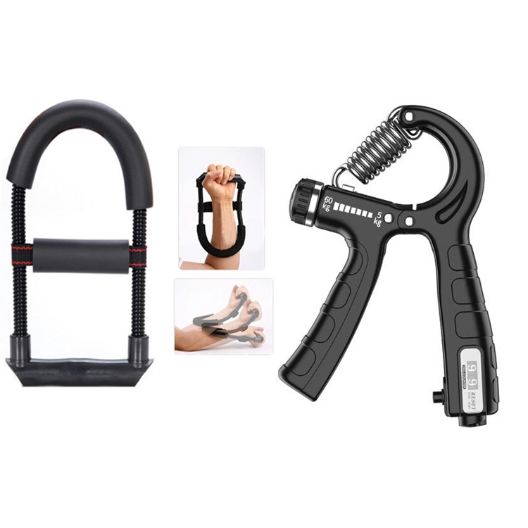 Combo dụng cụ tập cơ tay , kìm bóp tay chữ R có đếm số và dụng cụ tập cơ tay chữ U