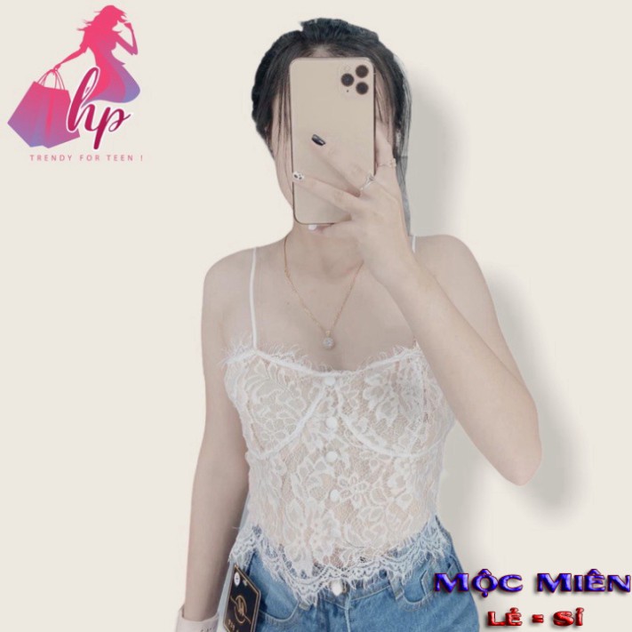 Áo 2 dây ren croptop mẫu mới thời trang -mã A17