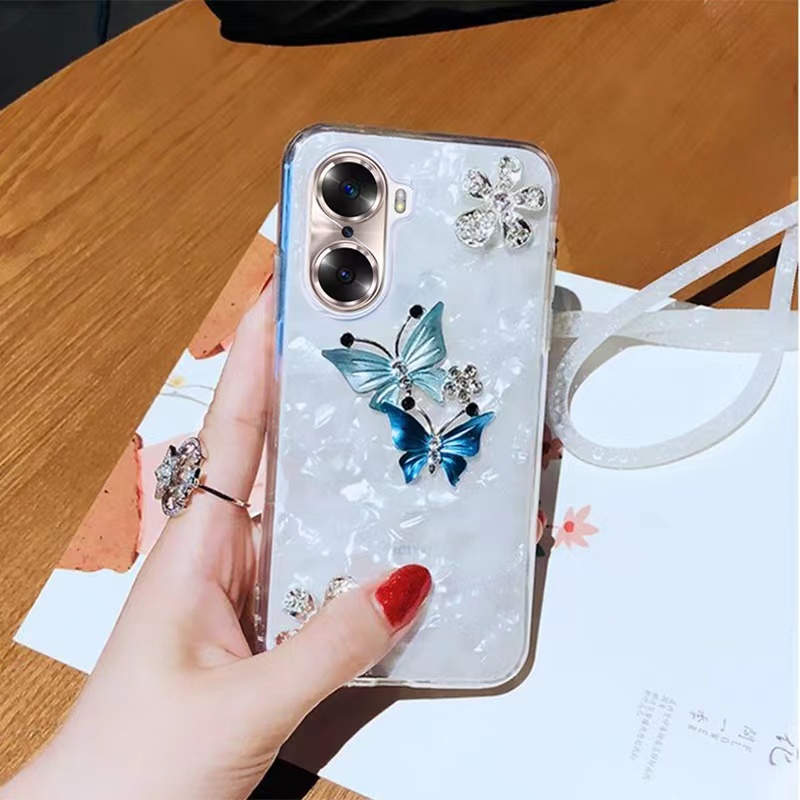 Ốp Điện Thoại Đính Đá Hình Bướm Cho Samsung S23 S22 Ultra S21 S20 Plus S10 S9 S8 Note 20 10 S21fe S20fe