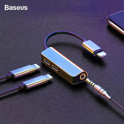Jack chuyển đổi 3 in 1 Lightning + Lightning + 3.5mm Baseus L52 vừa sạc vừa nghe cho IPhone IPad