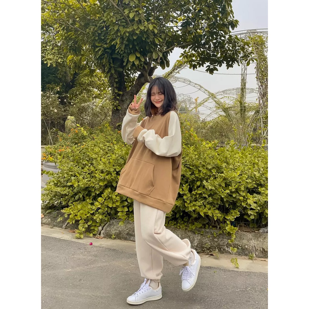 Áo hoodie tay pha màu tfm