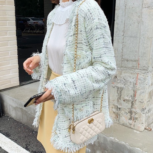 Áo khoác len nữ pha dạ tweed dáng dài cardigan HOT 2020