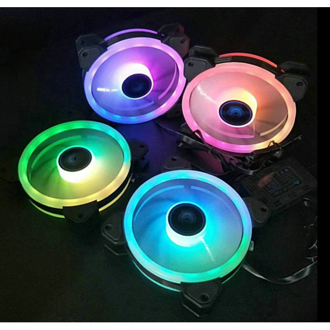 QUẠT LED CASE COOLMOON V4 LED RGB 12CM LED VÒNG + TRỤC