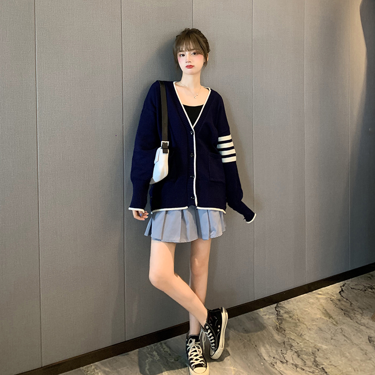 Xiaozhainv Áo khoác cardigan dài tay cổ V thời trang Hàn Quốc cho nữ | BigBuy360 - bigbuy360.vn