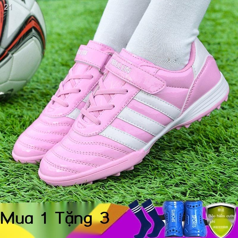 Chuyên nghiệp màu hồng giày bóng đá trẻ em nữ đinh gãy TF mùa xuân không dây học sinh tiểu thi đấu huấn luyện