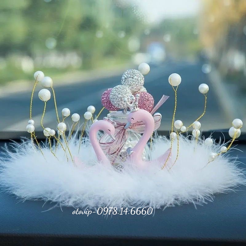 SET 2 thiên nga trang trí taplo xe ô tô