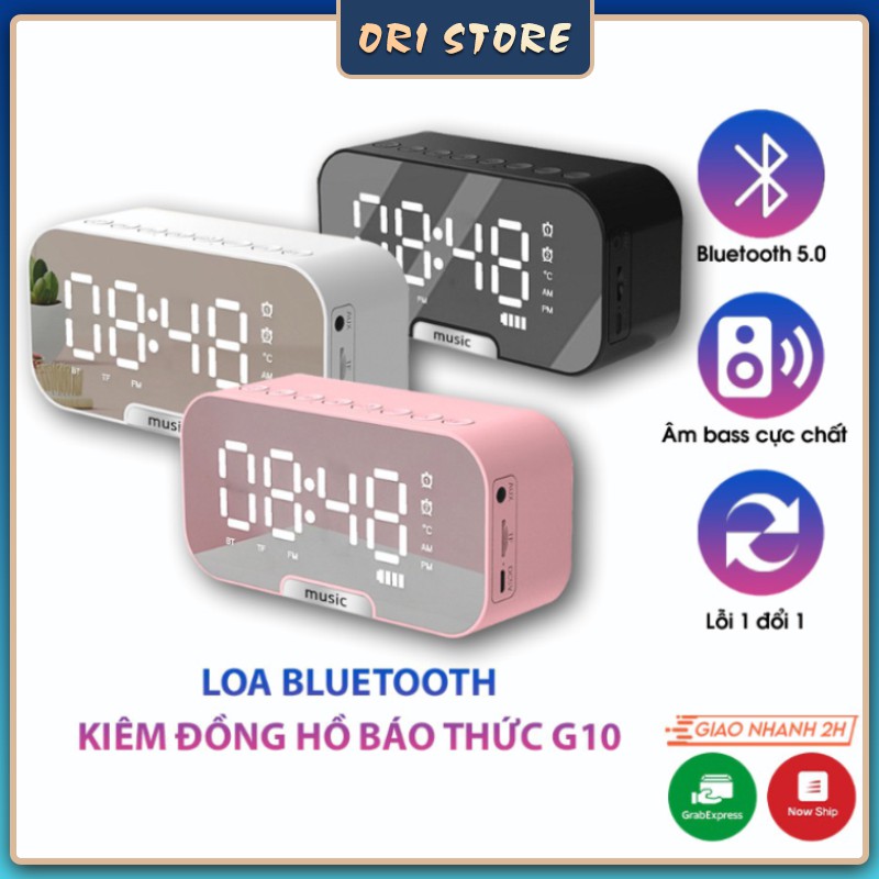 Loa Bluetooth G10 Plus Âm Thanh Tuyệt Vời Kiêm Đồng Hồ Báo Thức Màn Hình Hiển Thị LED Nghe Đài FM RADIO