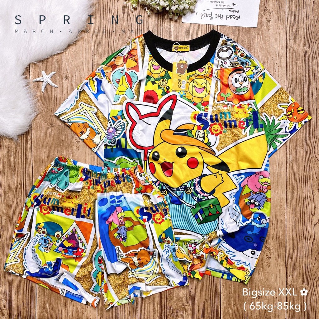 Đồ Bộ Thun Cotton ĐÙI BIGSIZE Hoạt Hình Dễ Thương (FORM DƯỚI 85KG)