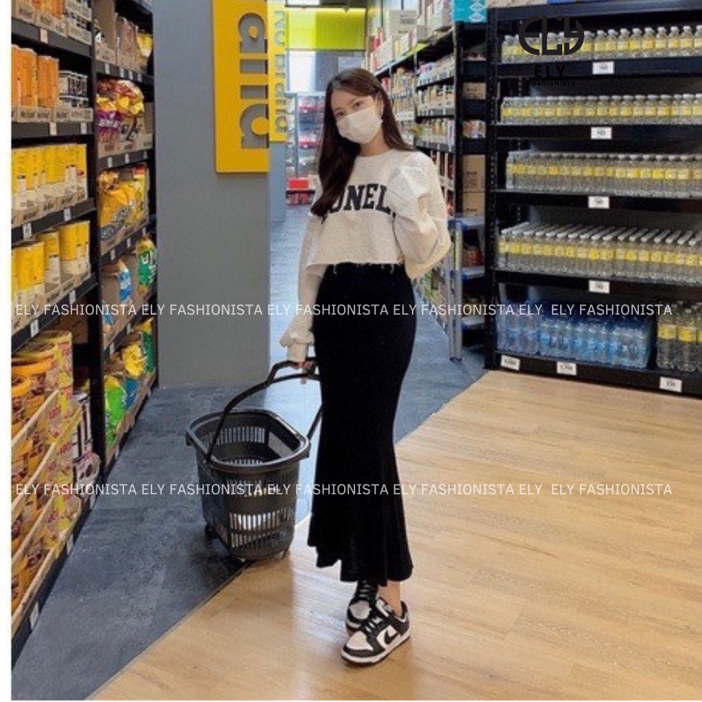 Chân Váy Dài Đuôi Cá Jean công sở chất thun tăm bozip cao cấp dày dặn siêu mềm co giãn tôn dáng ELY101