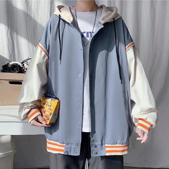 áo khoác 2 lớp unisex Thời Trang Hàn Quốc Đơn Giản Dành áo khoác bomber bóng chày  varsity jacket from rộng bomber jacket Nam Và Nữ