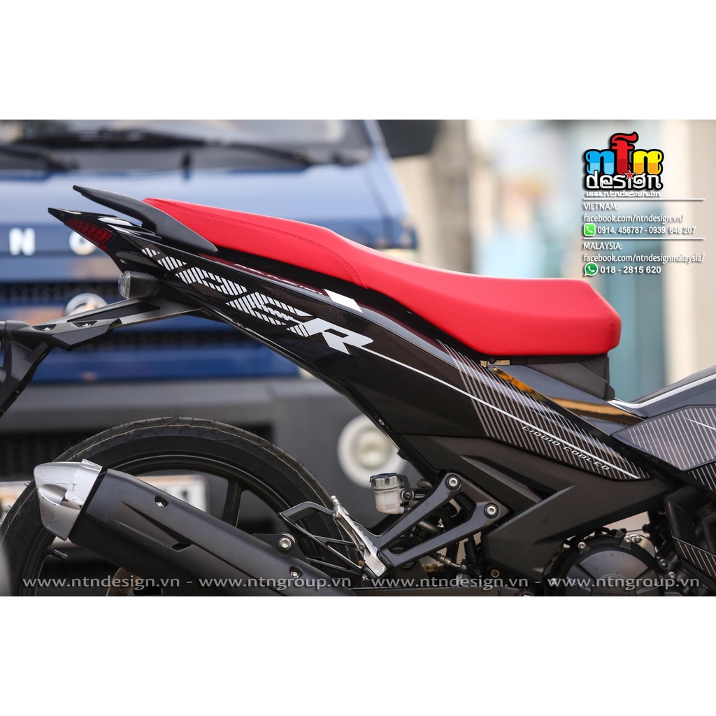 Tem Decal Rời Dán Xe Exciter 150 Mẫu Chữ Sniper Sọc Trắng Đen Xám Cực Đẹp, Hàng 3 Lớp Chất Lượng Cao