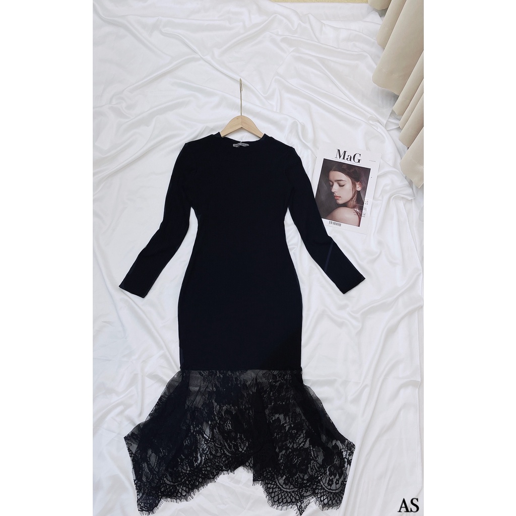 Váy len chân ren đuôi cá,chất len dầy dặn,co giãn tôn body hack dáng,váy len cao cấp Quảng Châu,SIZE S,M,L