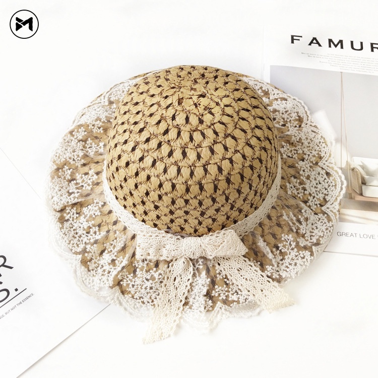 Mũ Rơm Chống Nắng Bốn Mùa Có Thể Mang Cho Bé Gái Và Trẻ Em Với Dây Ruy Băng Che Nắng Cho Người Lớn Đi Biển