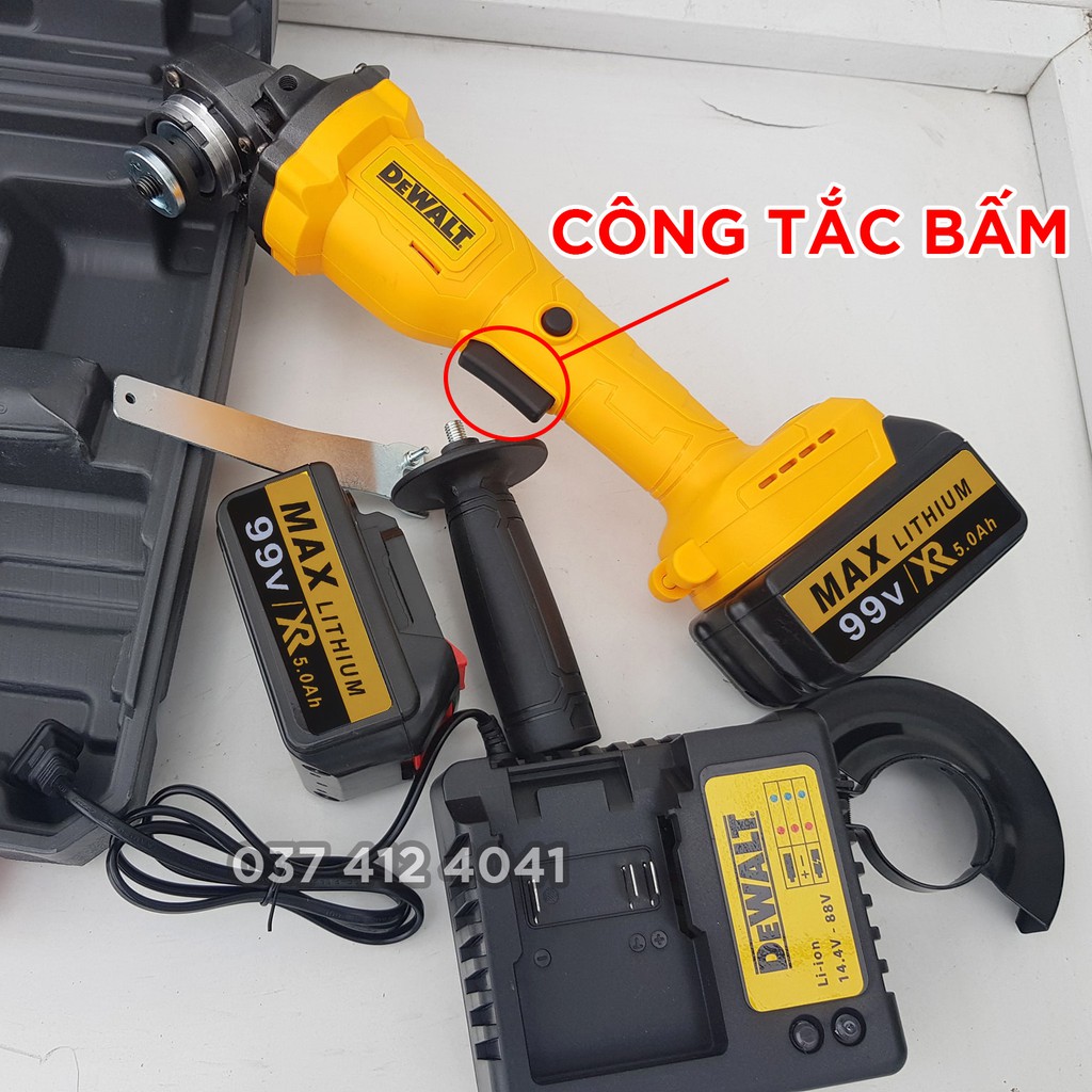 [FREESHIP] Máy Mài Dùng Pin DEWALT 88V Không chổi than, Máy mài góc Lõi đồng gồm 2 Pin 10 CELL