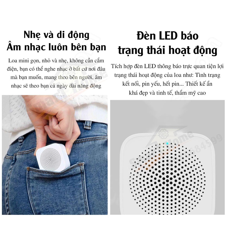 Loa Bluetooth Mini Xiaomi , Loa Mini Xiaomi Thông Minh Kích Thước Chỉ Khoảng 3 Ngón Tay Dễ Dàng Bỏ Vào Túi Mang Đi