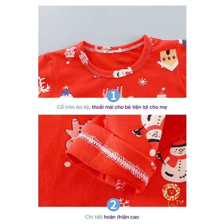 Quần áo trẻ em mùa đông bộ nỉ mặc nhà bé gái bộ đồ noel bé trai in hình ngộ nghĩnh mẫu mới 2022