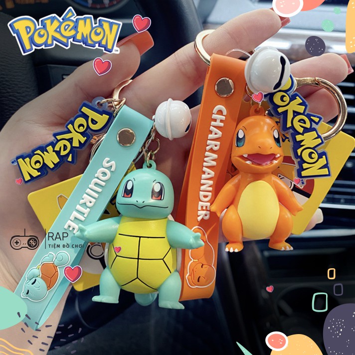 Móc khóa móc túi pokemon 3D chính hãng pikachu psyduck chamander dùng làm quà tặng, phụ kiện dễ thương