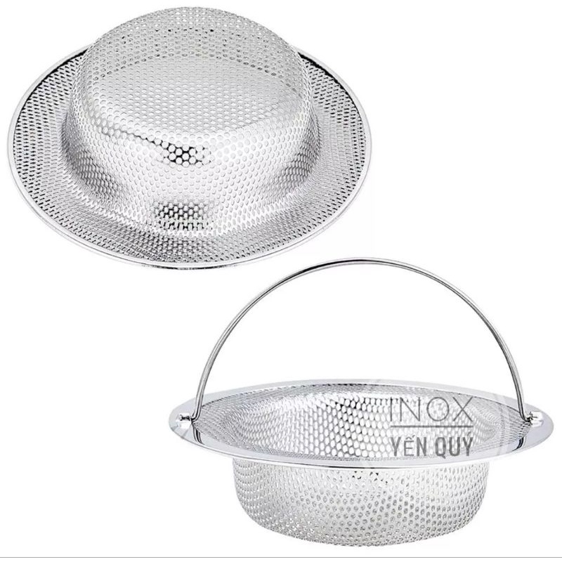 INOX 304 size lớn giọ lọc rác bồn rửa bát và ga thoát sàn có tay cầm - lưới lọc rác và thức ăn bồn rửa chén loại lớn