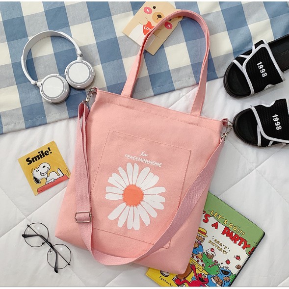 Túi vải canvas - túi tote hoa cúc siêu dễ thương 1hitshop MKZ62 giá rẻ