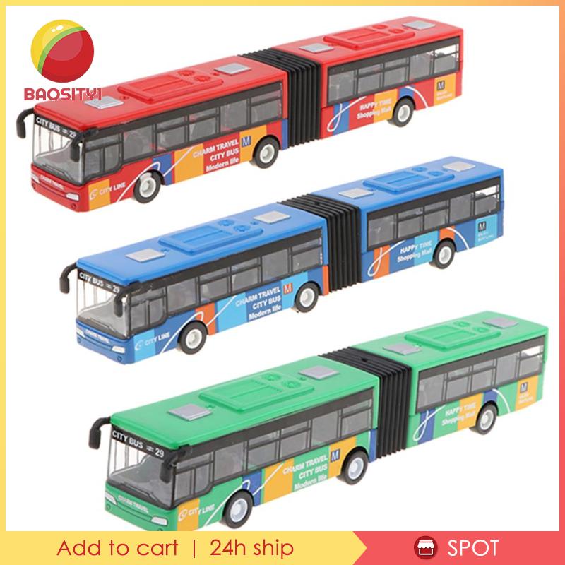 1:64 Alloy Two Compartments City Bus Pull Back Car Metal Collection Model Red