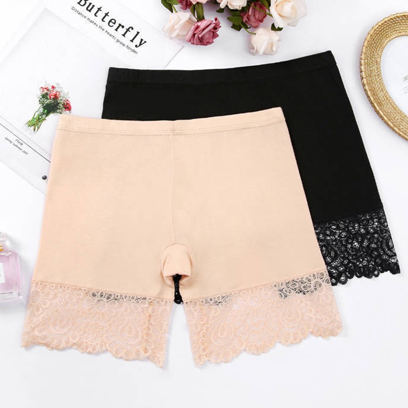 Quần Lót Boxer Ngắn Lưng Vừa Không Đường May Phối Ren Quyến Rũ Plus Size Dành Cho Nữ