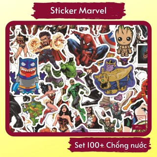Sticker Dán Cute, Set 100+ Sticker Marvel Dán Nón Bảo Hiểm, Laptop, Điện Thoại, Máy Tính, Vali, Xe