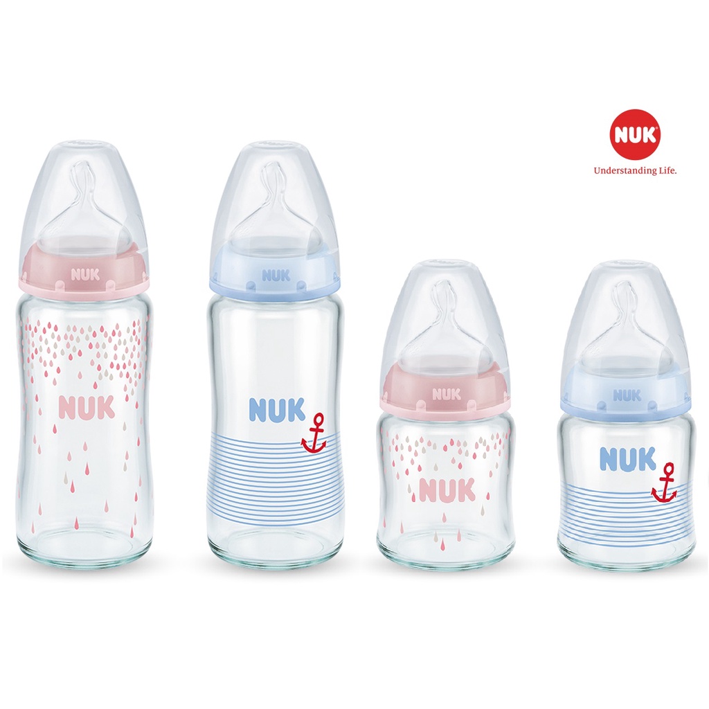 Bình sữa NUK Premium Choice+ thủy tinh 120ml / 240ml núm ti S1 - M