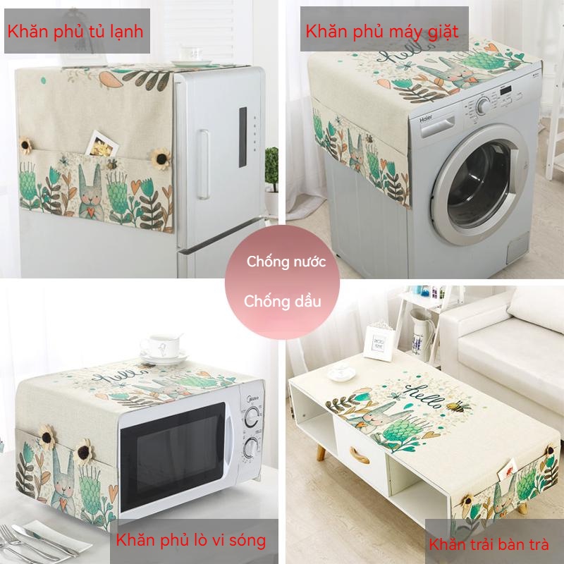 Tấm vải phủ máy giặt/ tủ lạnh chống bụi họa tiết hình học phong cách Bắc Âu độc đáo