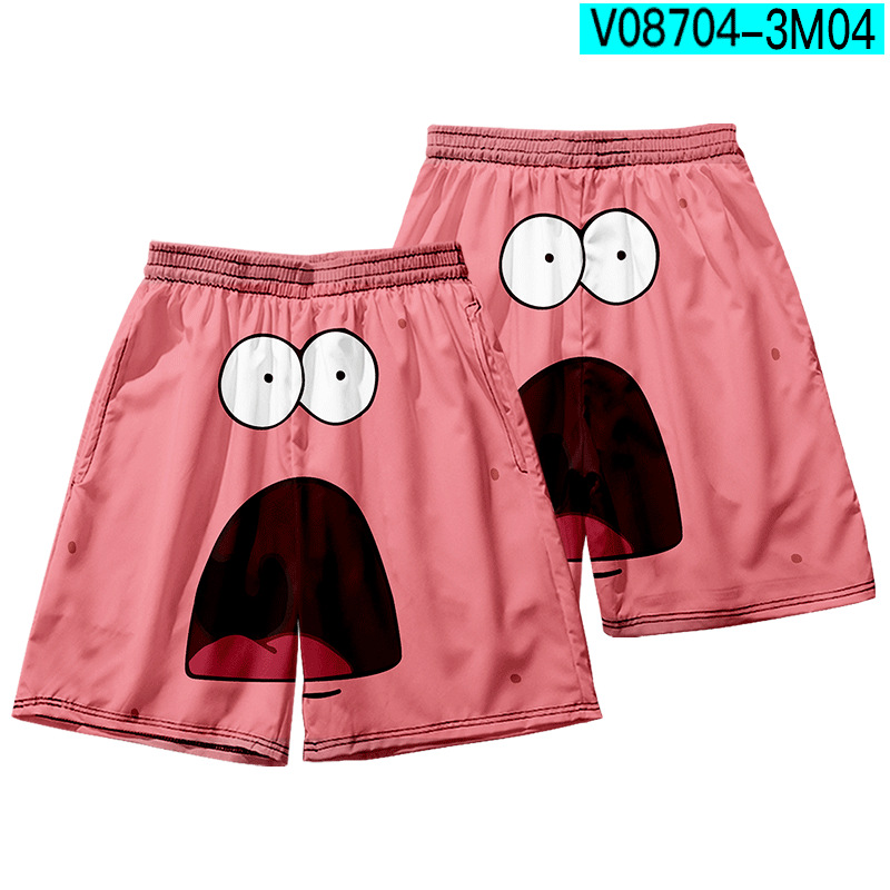 Quần short họa tiết Anime Patrick 3D phong cách Hip Hop thời trang mùa hè dùng khi đi biển bơi lội