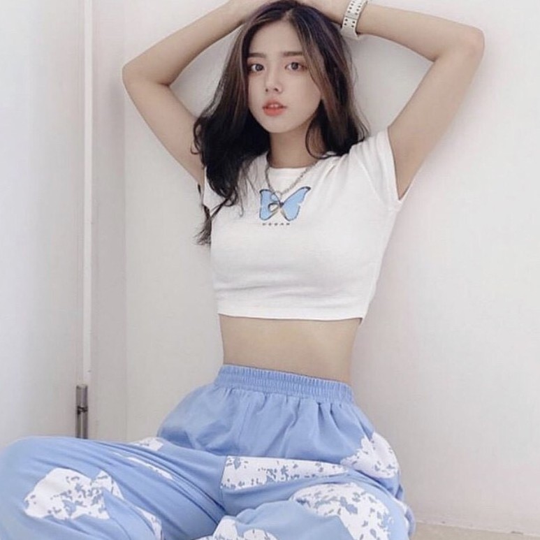 Áo croptop thêu hình bướm nhỏ🌸🌸[Hình thêu rất đẹp]