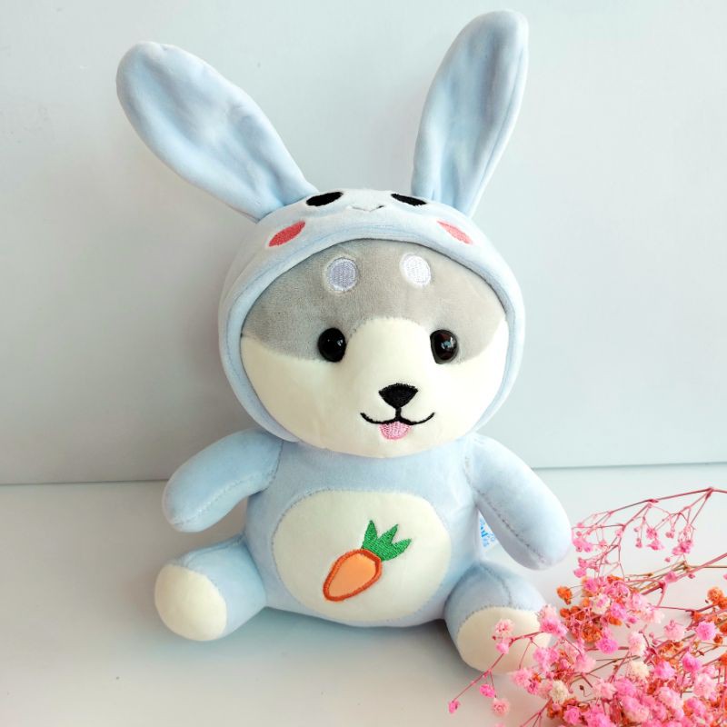 (30cm) Gấu bông chó shiba cosplay thỏ