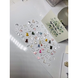 Charm gấu , trái tim , nơ thuỷ tinh gắn móng-set 10cái