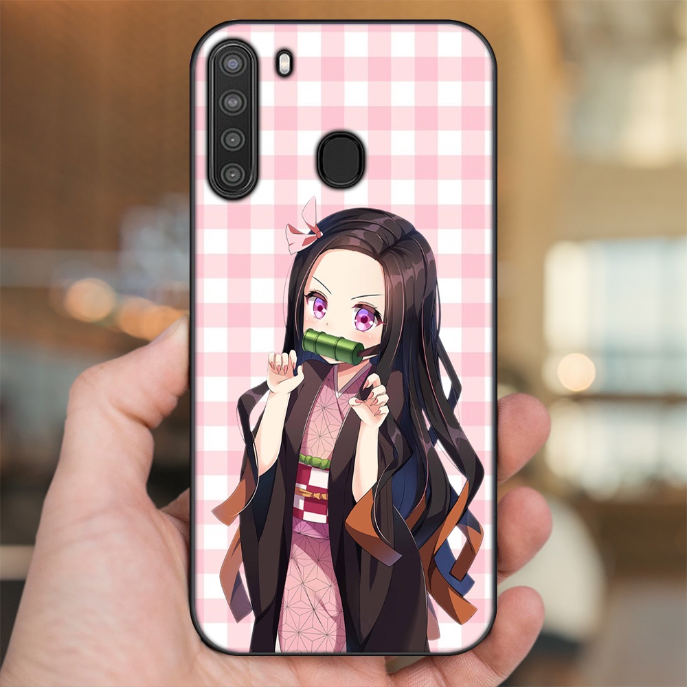 Ốp lưng Samsung A21 viền đen in hình Nezuko Kimetsu no Yaiba