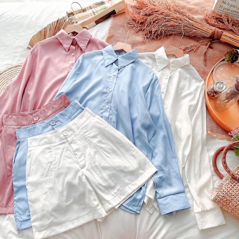 Set áo sơmi + quần short Hàn Quốc