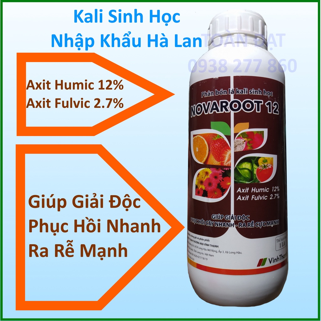 phân bón kích rễ Novaroot Kali Sinh Học Nhập Khẩu Hà Lan (1 lít), Giải Độc Cây, Ra Rễ Mạnh, Phục Hồi Nhanh