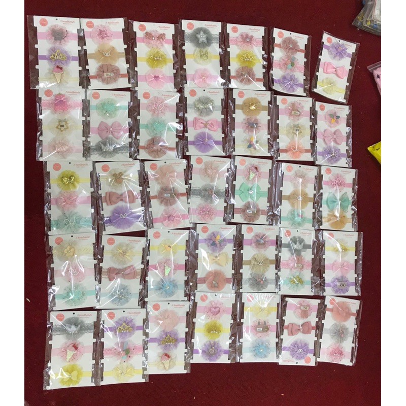 Băng đô cho bé, sét 3 turban nơ đáng yêu đội đầu cho bé gái đội đi chơi du lịch