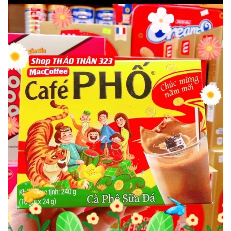 Cà phê Phố, cà phê sữa đá - Hộp 10 gói x 24g